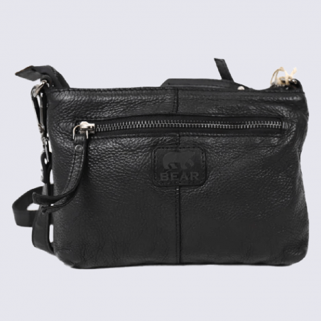 Sac à bandoulière Bear, sac à bandoulière Norah pour femme en cuir noir