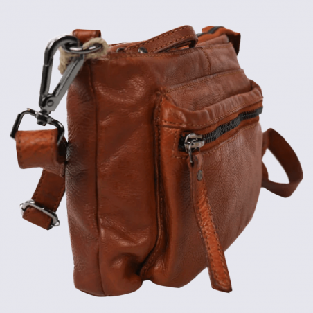 Sac à bandoulière Bear, sac à bandoulière Norah pour femme en cuir cognac