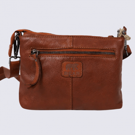 Sac à bandoulière Bear, sac à bandoulière Norah pour femme en cuir cognac