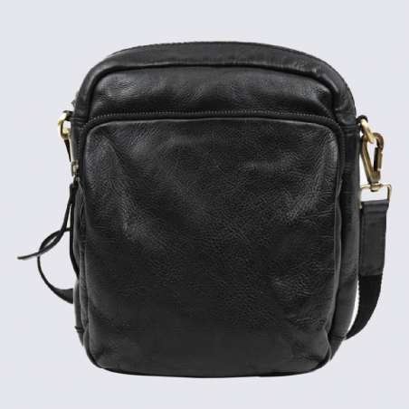 Sac à bandoulière, sac à bandoulière Ringo unisexe en cuir noir