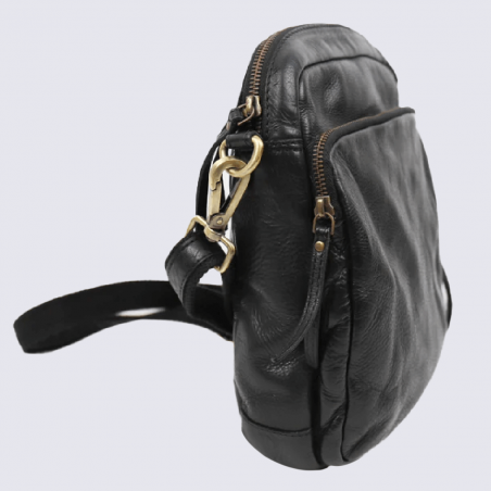 Sac à bandoulière, sac à bandoulière Ringo unisexe en cuir noir