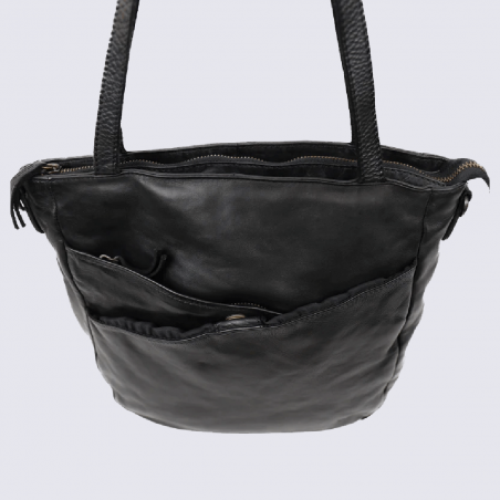 Sac cabas Bear, sac cabas Inge pour femme en cuir noir