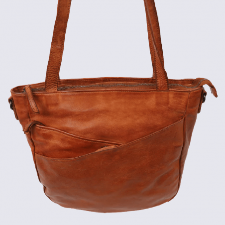 Sac cabas Bear, sac cabas Inge pour femme en cuir cognac