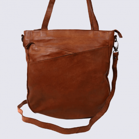 Sac cabas Bear, sac cabas Inge pour femme en cuir cognac