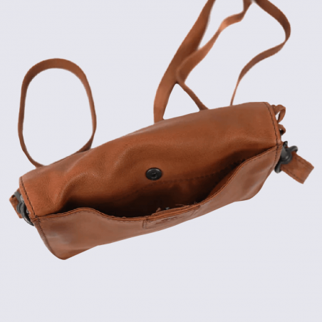 Sac à bandoulière Bear, sac à bandoulière Joëlle pour femme en cuir cognac