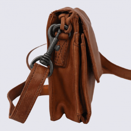 Sac à bandoulière Bear, sac à bandoulière Joëlle pour femme en cuir cognac