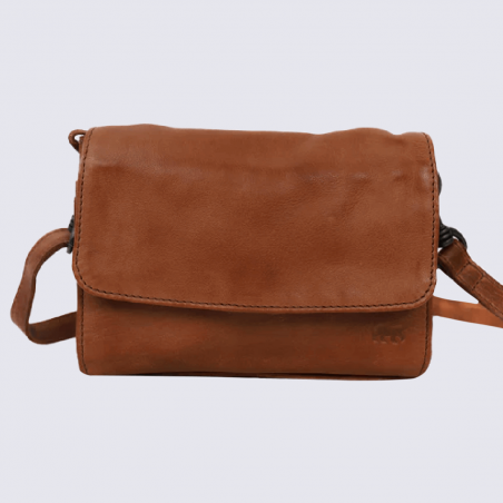 Sac à bandoulière Bear, sac à bandoulière Joëlle pour femme en cuir cognac