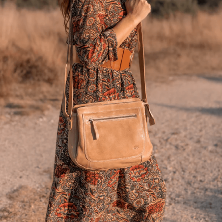 Sac à bandoulière Bear, sac à bandoulière Miley pour femme en cuir beige