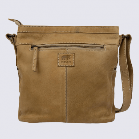 Sac à bandoulière Bear, sac à bandoulière Chessi femme en cuir beige