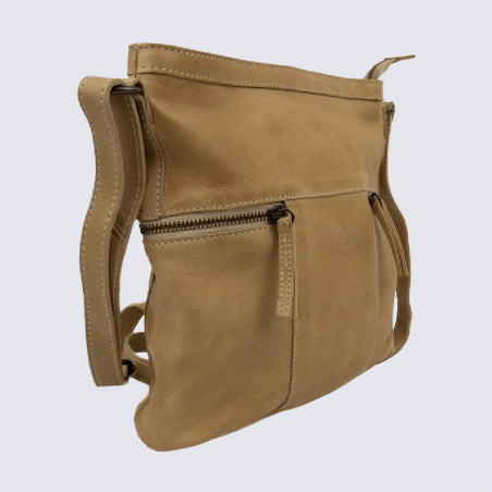 Sac à bandoulière Bear, sac à bandoulière Chessi femme en cuir beige