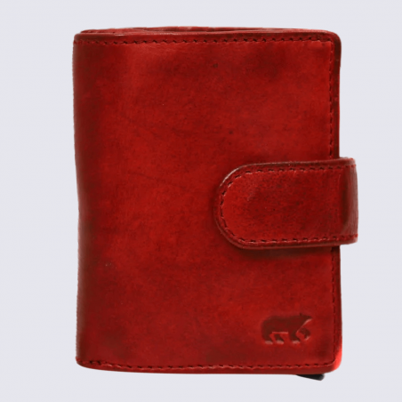 Porte-cartes Bear, porte-cartes unisexe Kris en cuir rouge