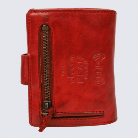 Porte-cartes Bear, porte-cartes unisexe Kris en cuir rouge