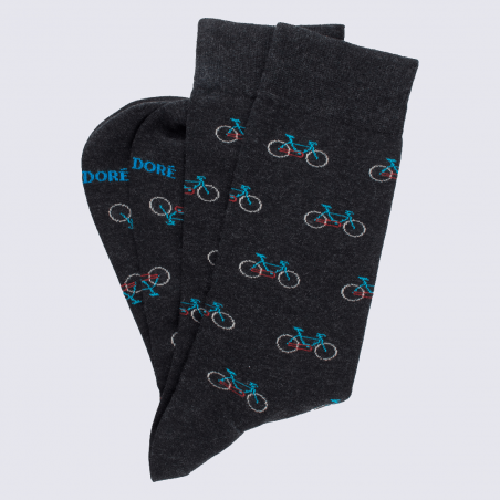 Chaussettes Doré Doré, chaussettes motif vélo homme en coton anthracite