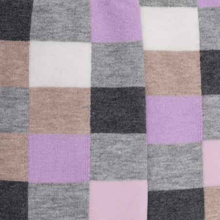 Chaussettes Doré Doré, chaussettes à carreaux/échequier femme en coton violet/gris