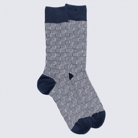 Chaussettes Doré Doré, chaussettes à carreaux entremêlés homme en coton bleu marine