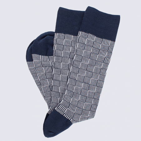 Chaussettes Doré Doré, chaussettes à carreaux entremêlés homme en coton bleu marine