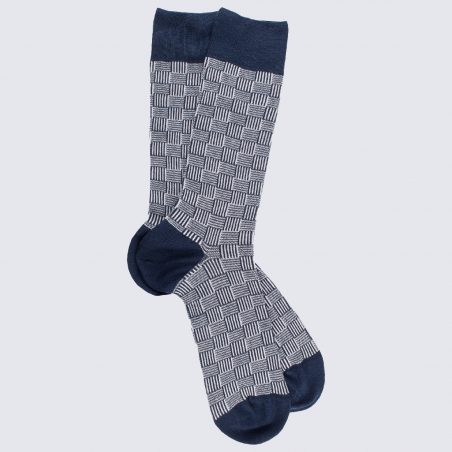 Chaussettes Doré Doré, chaussettes à carreaux entremêlés homme en coton bleu marine