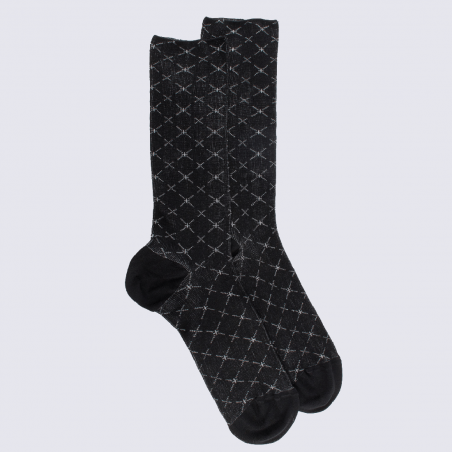 Chaussettes Doré Doré, chaussettes géométriques homme en fil d'Ecosse noir