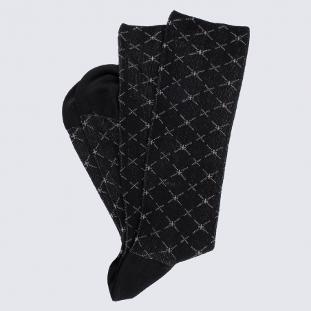 Chaussettes Doré Doré, chaussettes géométriques homme en fil d'Ecosse noir