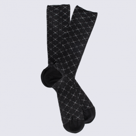 Chaussettes Doré Doré, chaussettes géométriques homme en fil d'Ecosse noir