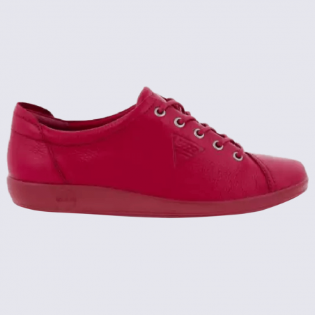 Baskets Ecco, baskets plates à lacets femme en cuir piment rouge