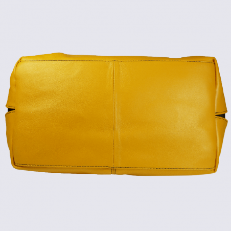 Sac porté épaule Charlotte, sac porté épaule femme en cuir jaune tournesol