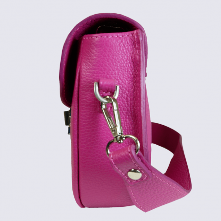 Sac porté épaule Charlotte, sac porté épaule femme en cuir rose fuschia