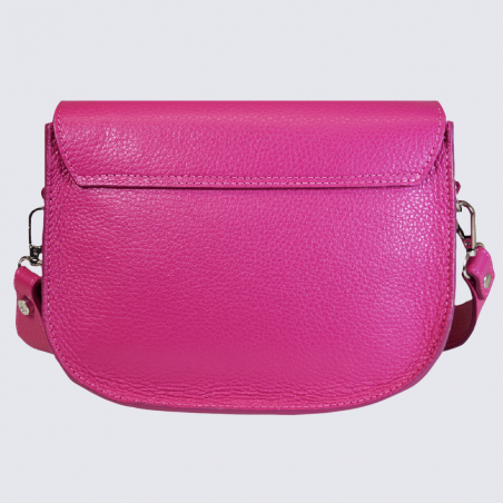 Sac porté épaule Charlotte, sac porté épaule femme en cuir rose fuschia