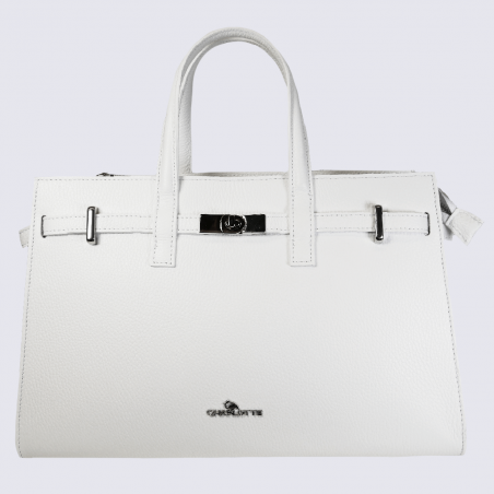 Sac à main Charlotte, sac à main tendance femme en cuir blanc