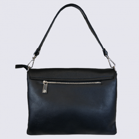 Sac porté épaule Charlotte, sac porté épaule tendance femme en cuir noir