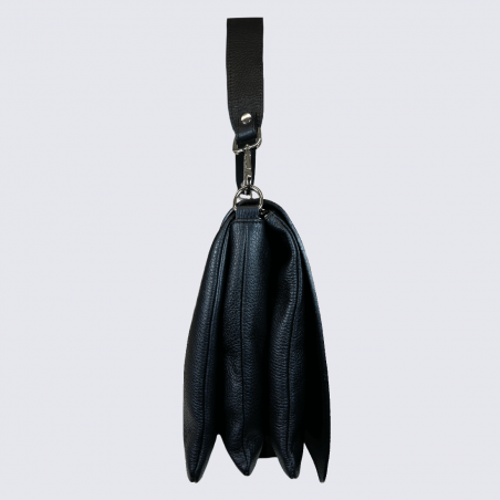 Sac porté épaule Charlotte, sac porté épaule tendance femme en cuir noir