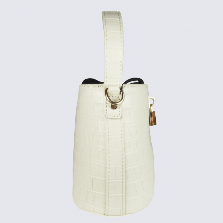 Sac à main Georges Rech, petit sac à main effet croco femme écru