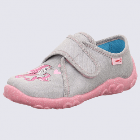 Chaussons Superfit, chaussons licorne à velcro gris/rose