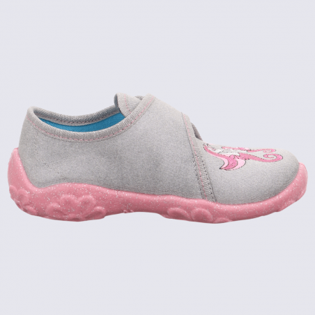 Chaussons Superfit, chaussons licorne à velcro gris/rose