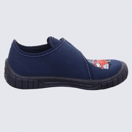 Chaussons Superfit, chaussons camion de pompier à velcro bleu/rouge