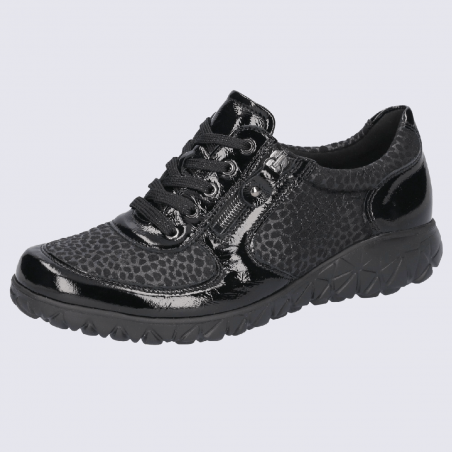 Baskets Waldlaufer, baskets confortables femme en cuir nubuck noir