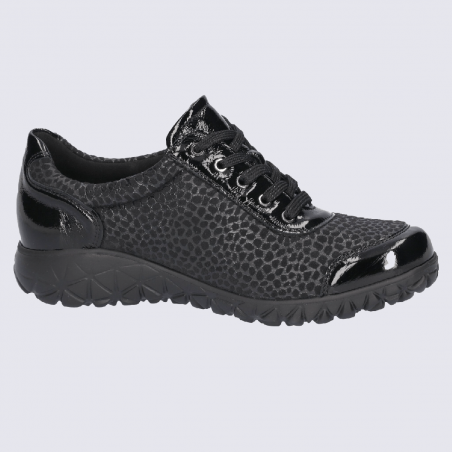 Baskets Waldlaufer, baskets confortables femme en cuir nubuck noir