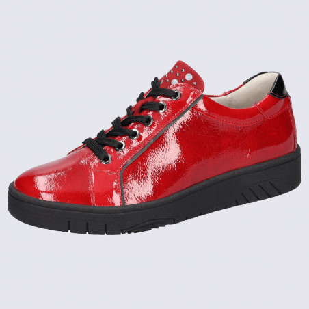 Baskets Waldlaufer, baskets confortables femme en cuir vernis rouge