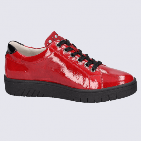 Baskets Waldlaufer, baskets confortables femme en cuir vernis rouge