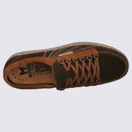 Baskets Mephisto, baskets tendances homme en cuir velours marron