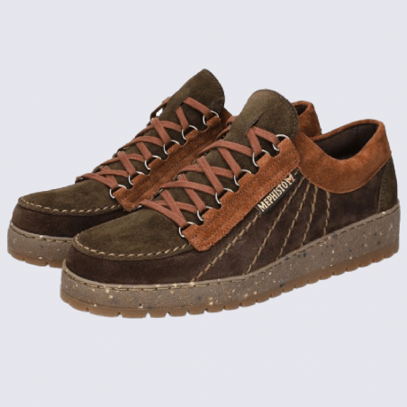 Baskets Mephisto, baskets tendances homme en cuir velours marron