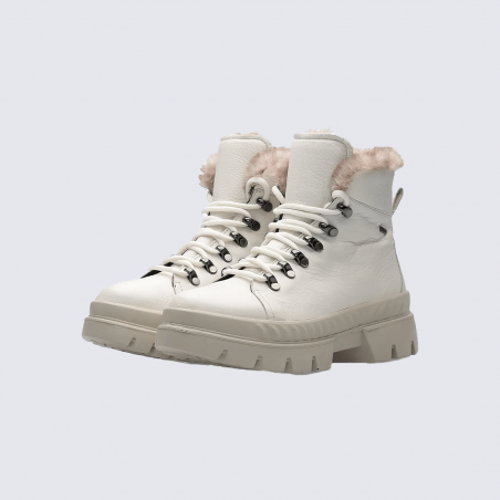 Bottines ara, bottines tendance et chaude pour femmes avec doublure chaude en cuir lisse blanche