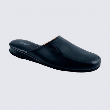 Mules Heller, mules d'intérieur à élastiques Dimaro homme en cuir lisse noir