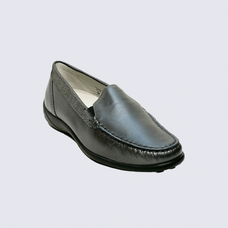 Mocassins Waldlaufer, Mocassins modernes et confortables pour femme en cuir argenté/asphalte