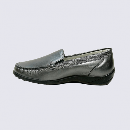 Mocassins Waldlaufer, Mocassins modernes et confortables pour femme en cuir argenté/asphalte