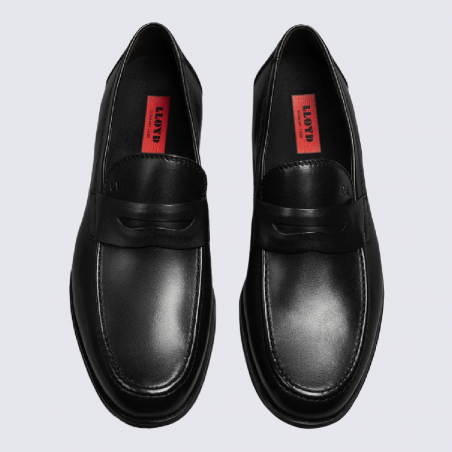 Chaussures Lloyd, chaussures de ville sans lacets pour homme, en cuir couleur noir