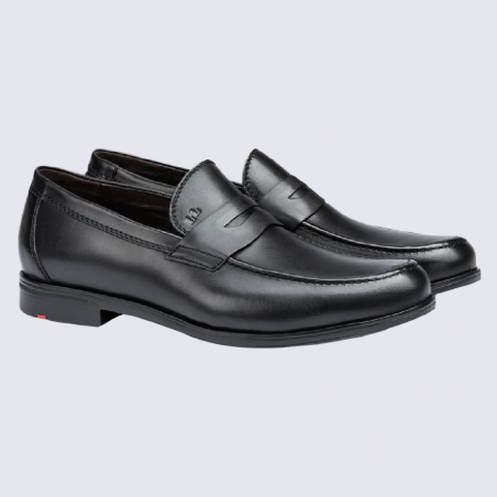 Chaussures Lloyd, chaussures de ville sans lacets pour homme, en cuir couleur noir