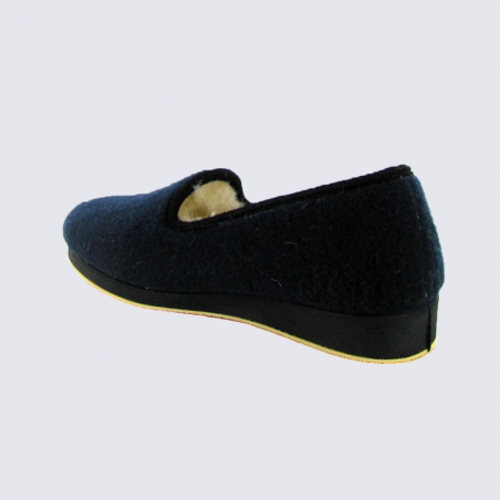 Chaussons Semelflex, chaussons charentaises fourrés homme en textile bleu