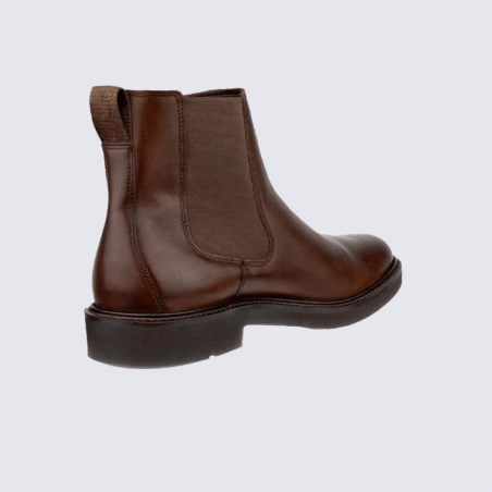 Bottines Ecco, bottines élégantes et agréables femme, en cuir lisse cacao