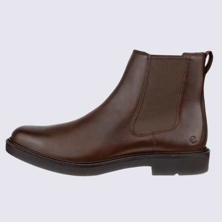 Bottines Ecco, bottines élégantes et agréables femme, en cuir lisse cacao